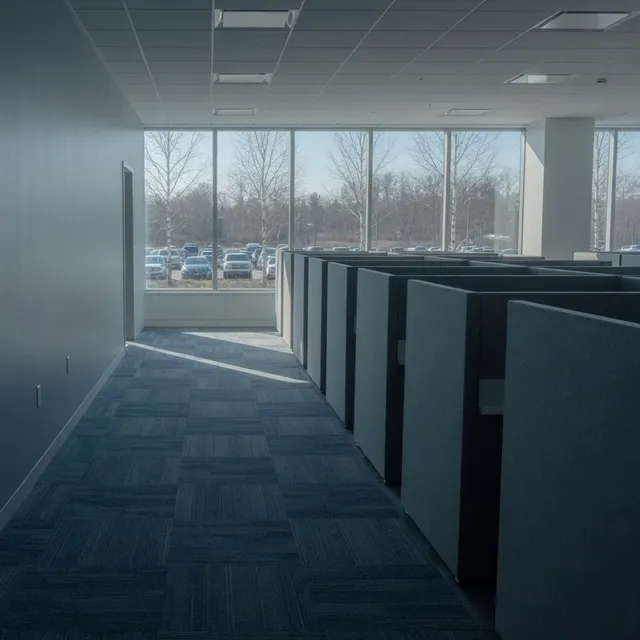 Empty MetroWest office corridor with a wall phone in Framingham