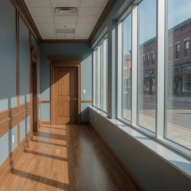 Small-office hallway with a wall phone for businesses in Reading