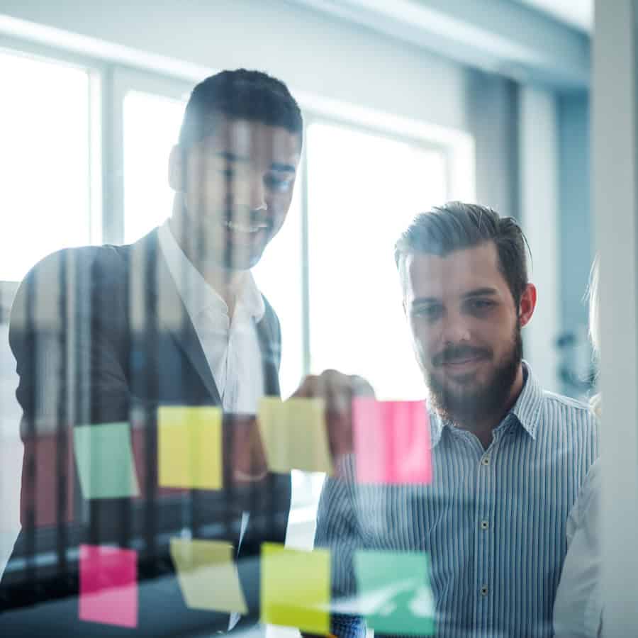 Business communications consultant meeting with client